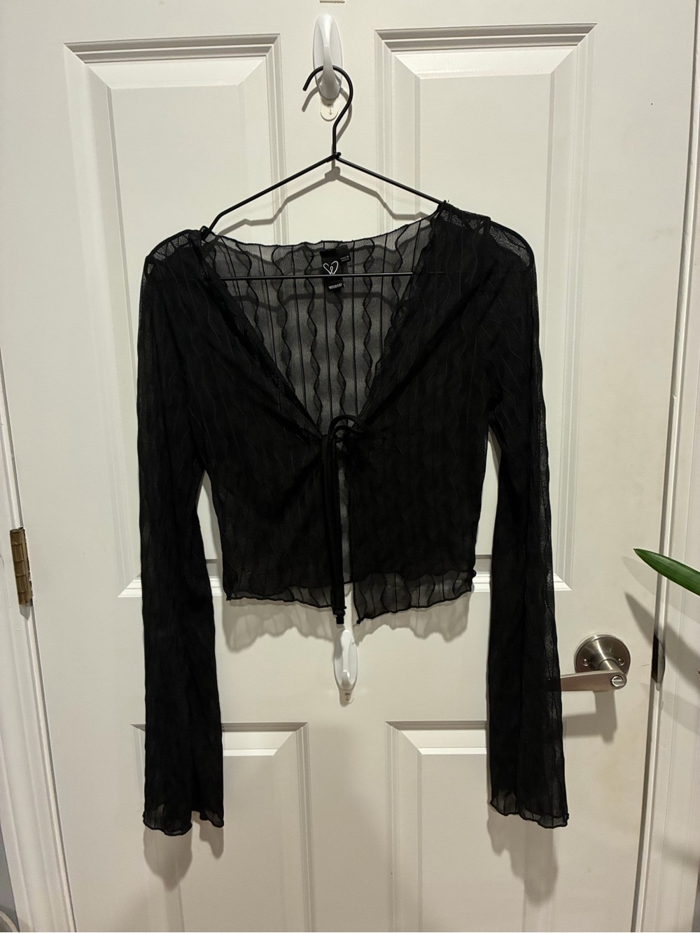 Windsor Black Sheer Tie-Front Blouse